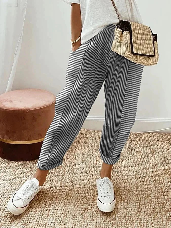 Lorah | Striped Cotton Trousers