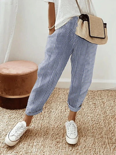 Lorah | Striped Cotton Trousers