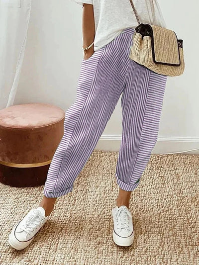 Lorah | Striped Cotton Trousers